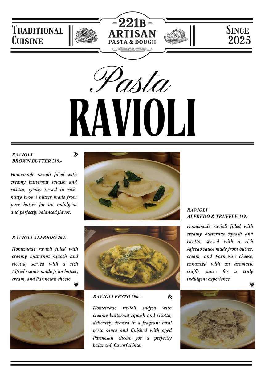 221B Artisan Pasta & Dough menu 3