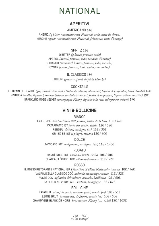 Ristorante National menu 2
