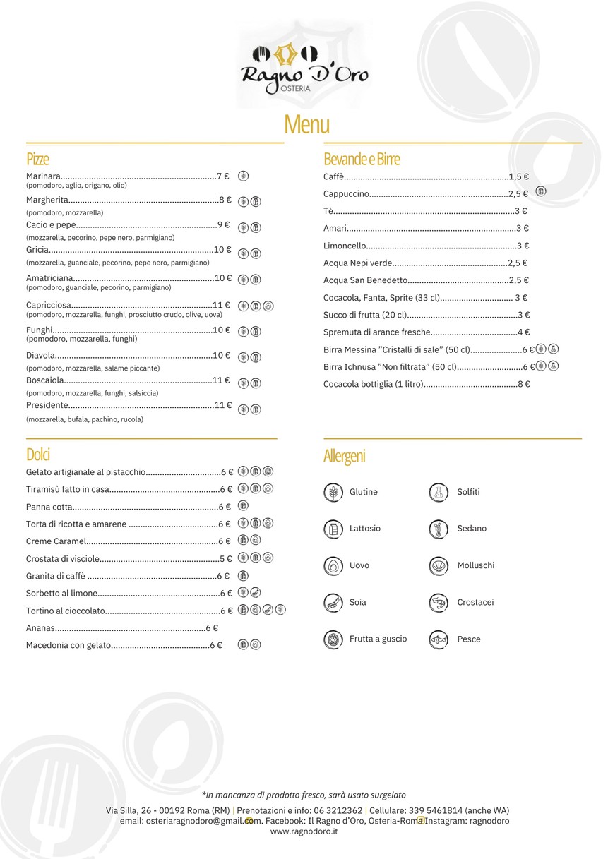 Osteria Ragno d'oro menu 2