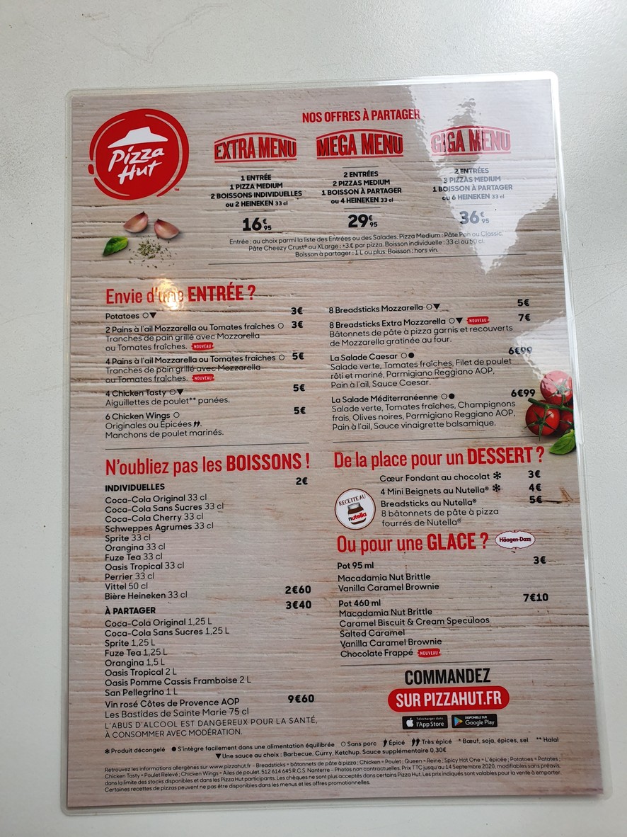 Pizza Hut menu 1