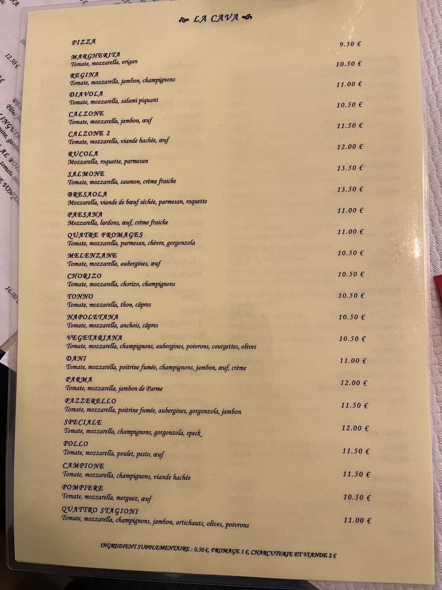 La Cava menu 2
