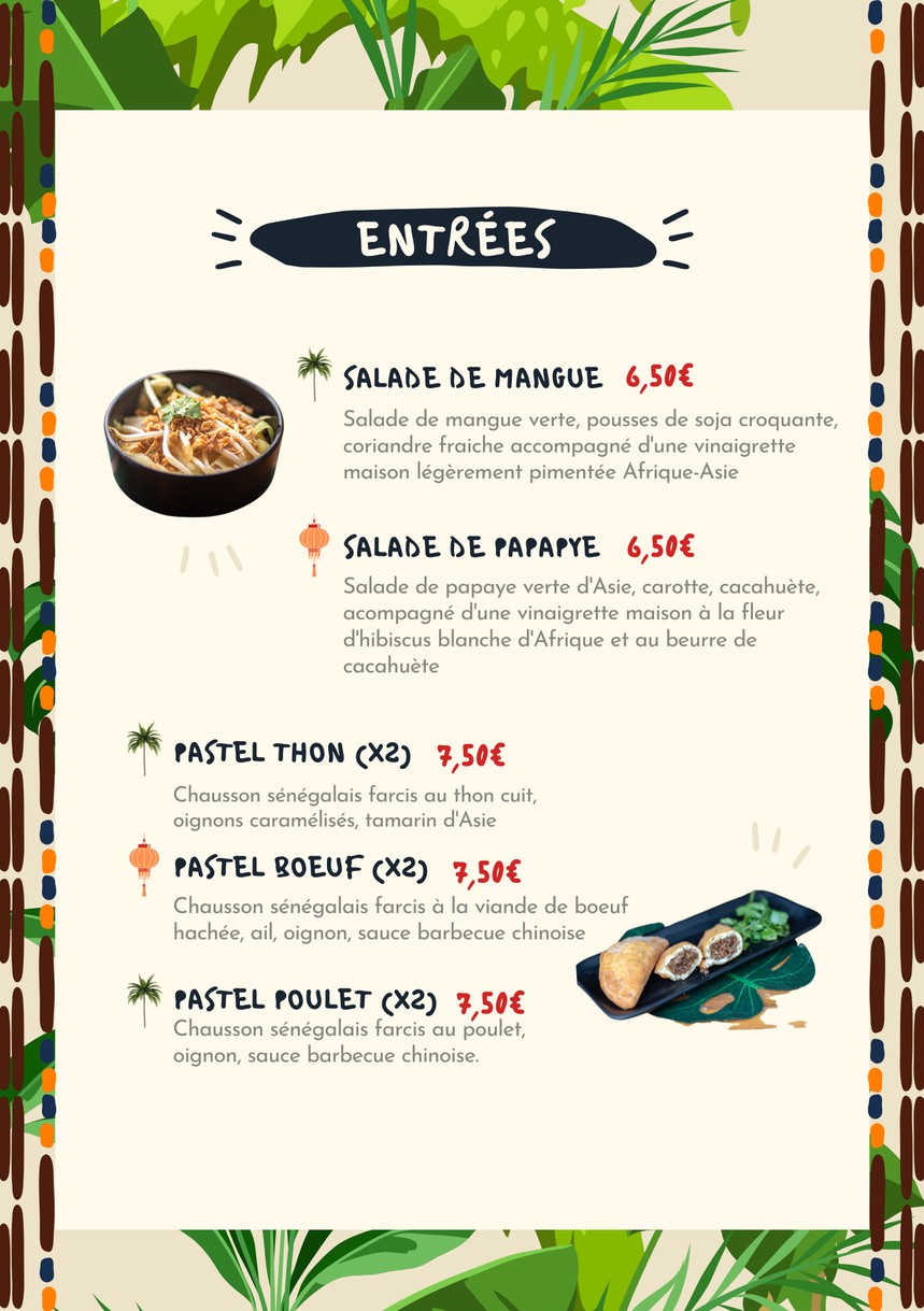 Savane & Mousson Restaurant - Paris 11 menu 1