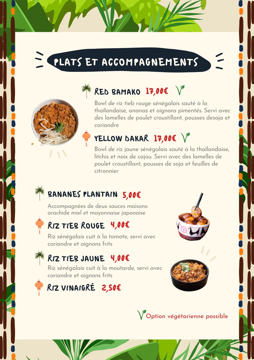 Savane & Mousson Restaurant - Paris 11 menu 2