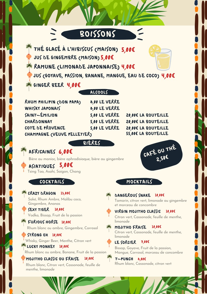 Savane & Mousson Restaurant - Paris 11 menu 5