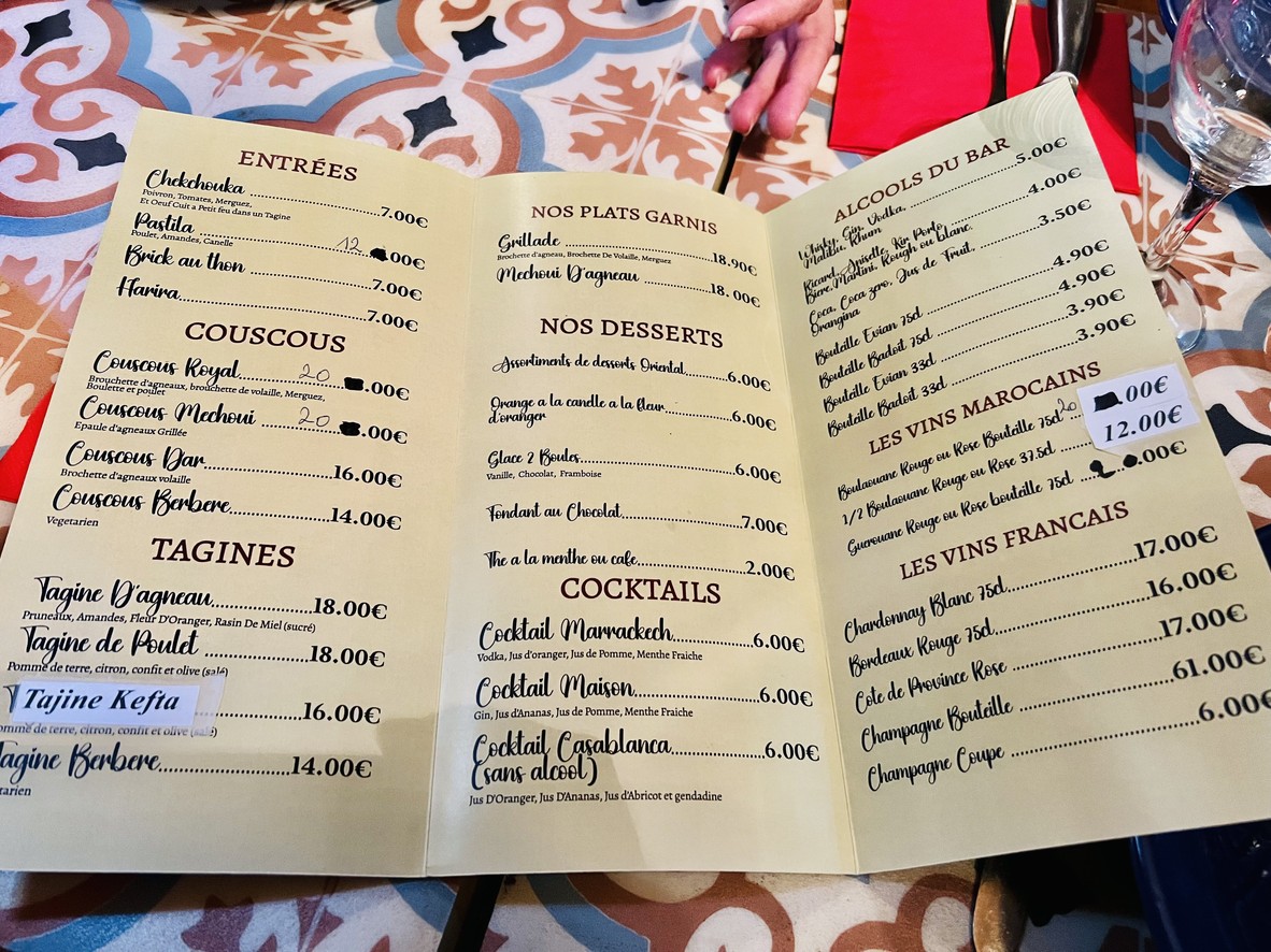 Le Massyl menu 1
