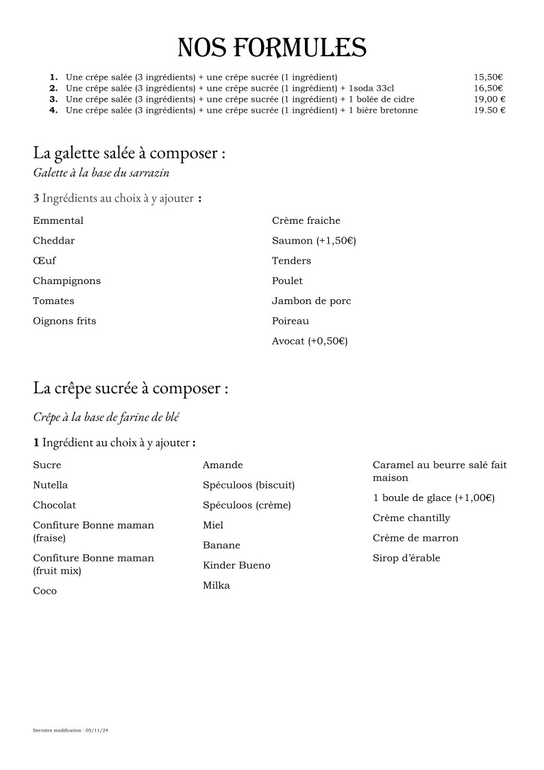 Au Rendez-Vous menu 1