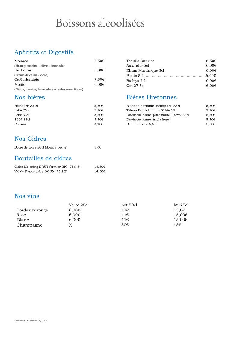Au Rendez-Vous menu 7