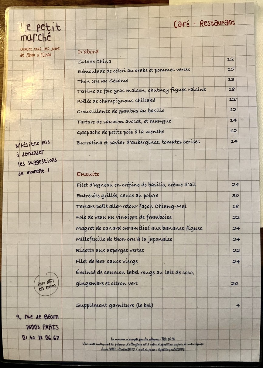 Le Petit Marché Fermé temporairement menu 1