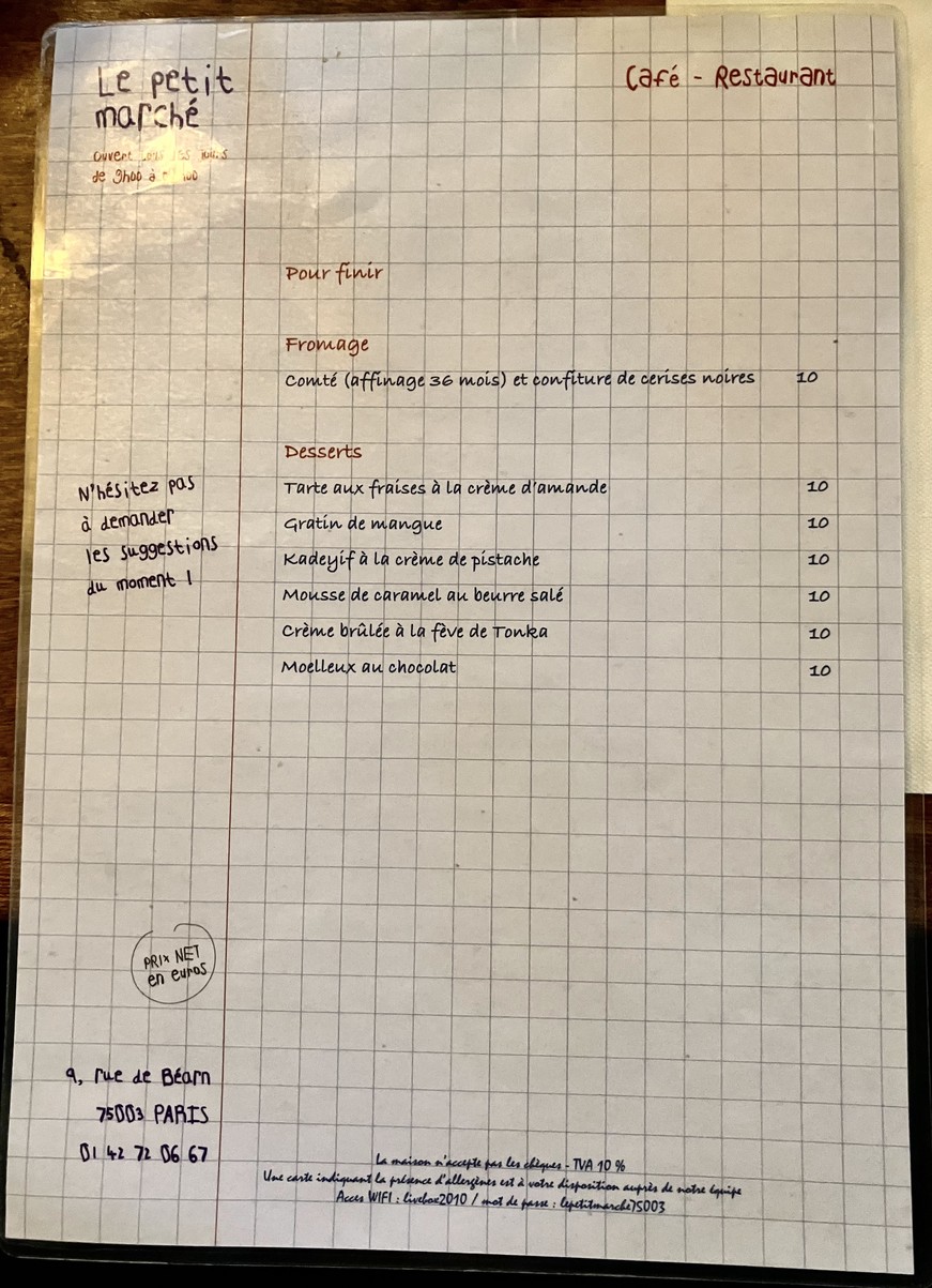 Le Petit Marché Fermé temporairement menu 2