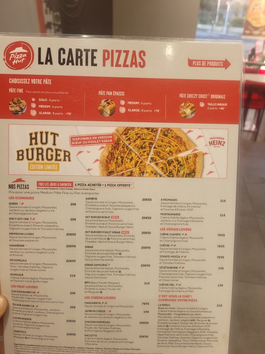 Pizza Hut menu 1