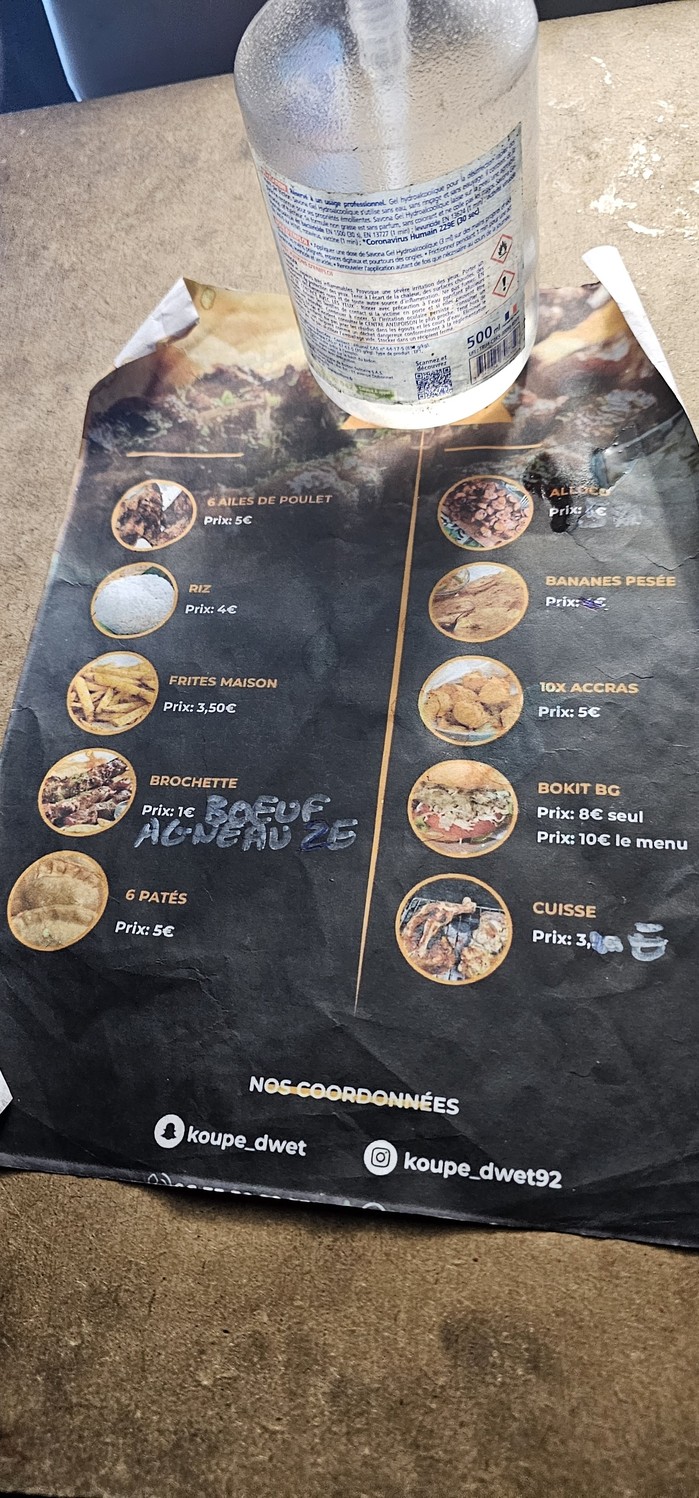 Koupe Dwet menu 1
