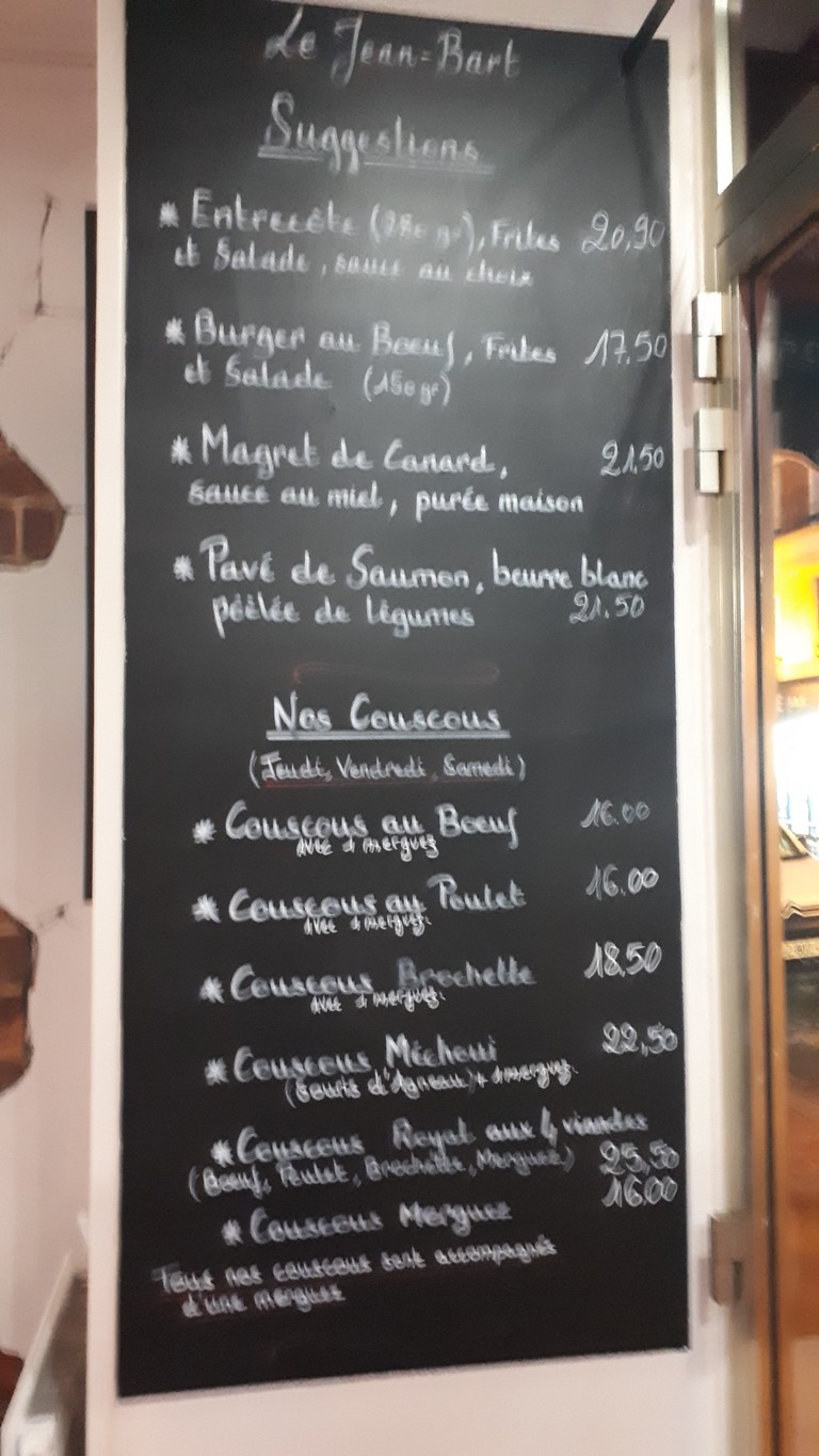 Le Jean Bart menu 2