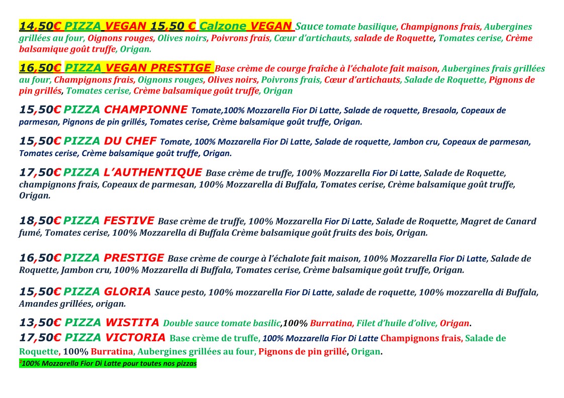 Pizza Julia menu 2