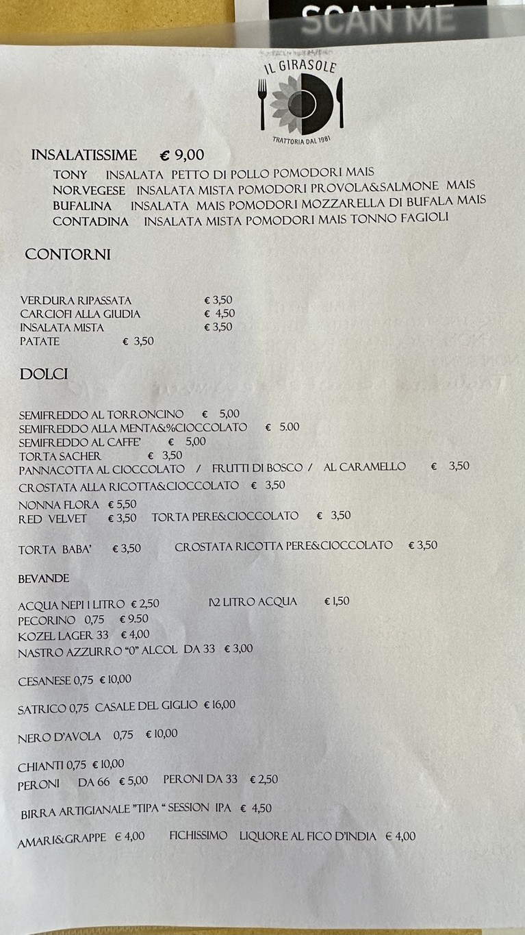 Ristorante Il Girasole dal 1981 menu 2