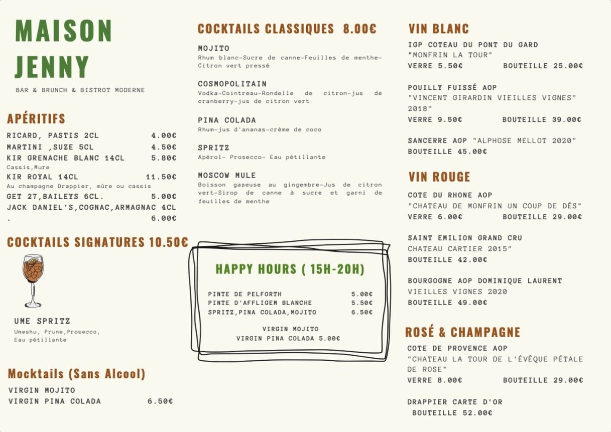 Maison Jenny menu 2