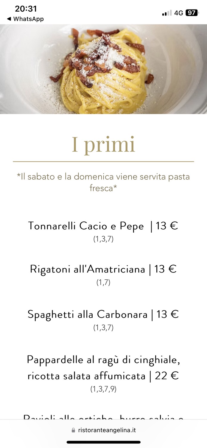 Ristorante Angelina a Testaccio menu 3