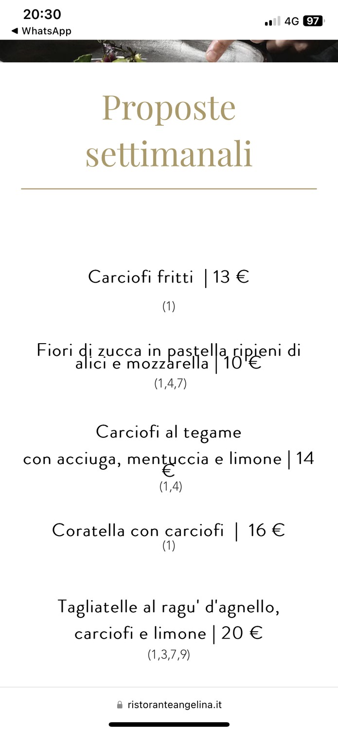 Ristorante Angelina a Testaccio menu 7