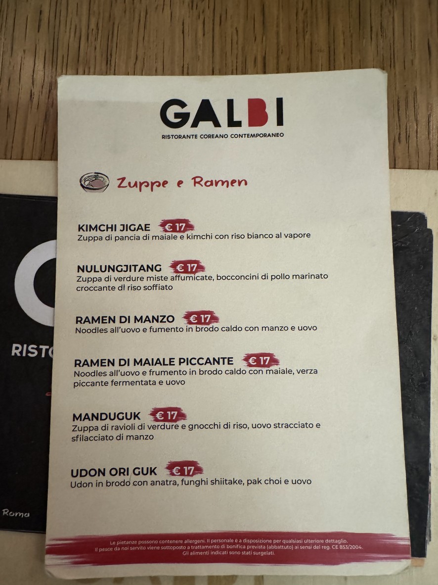 Galbi Roma menu 2