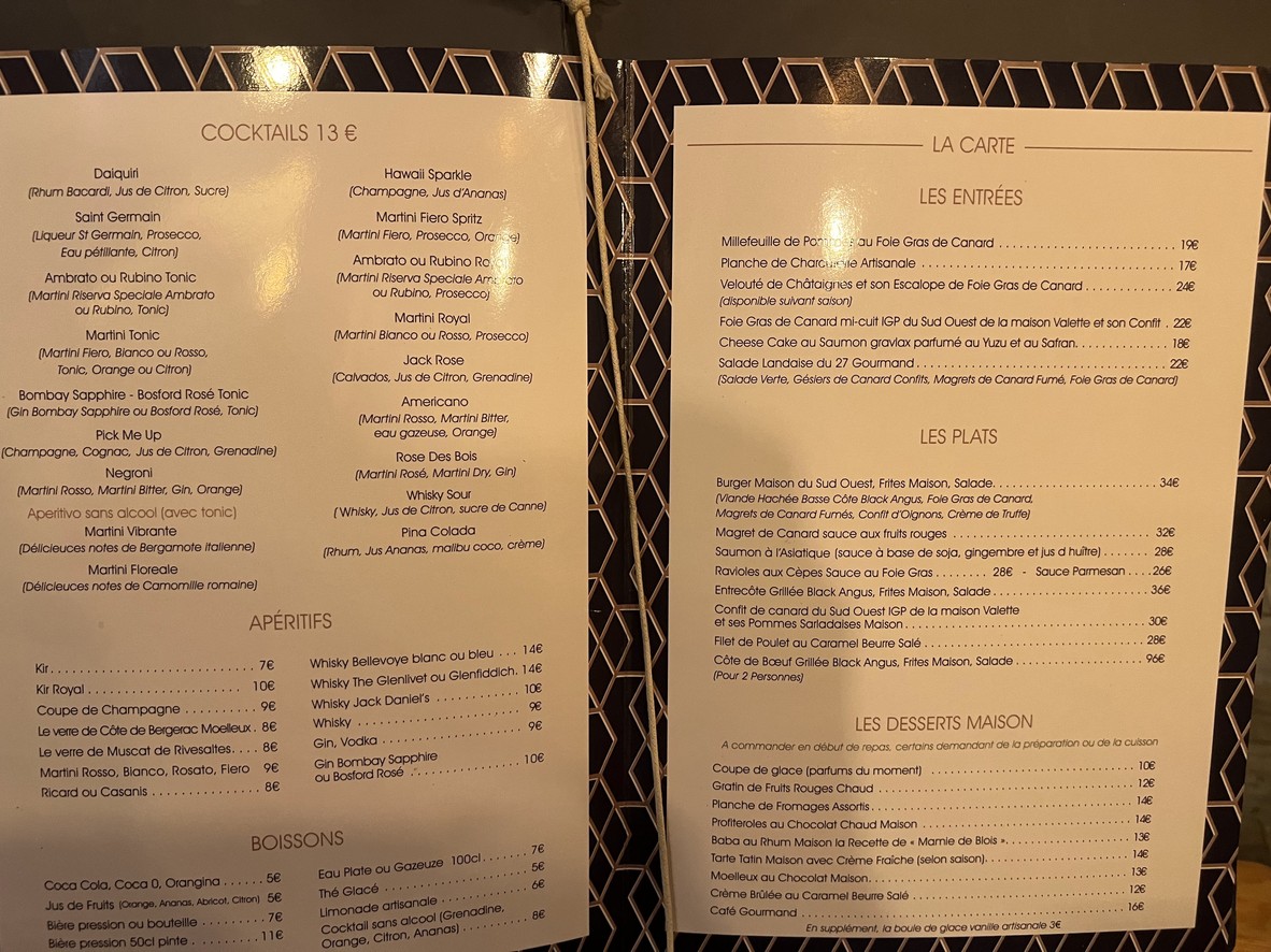 Le 27 Gourmand menu 3