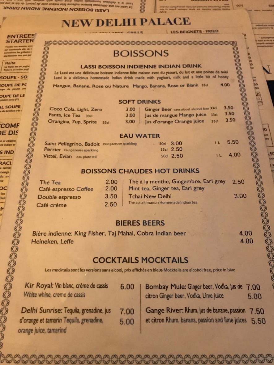New Delhi Palace menu 3