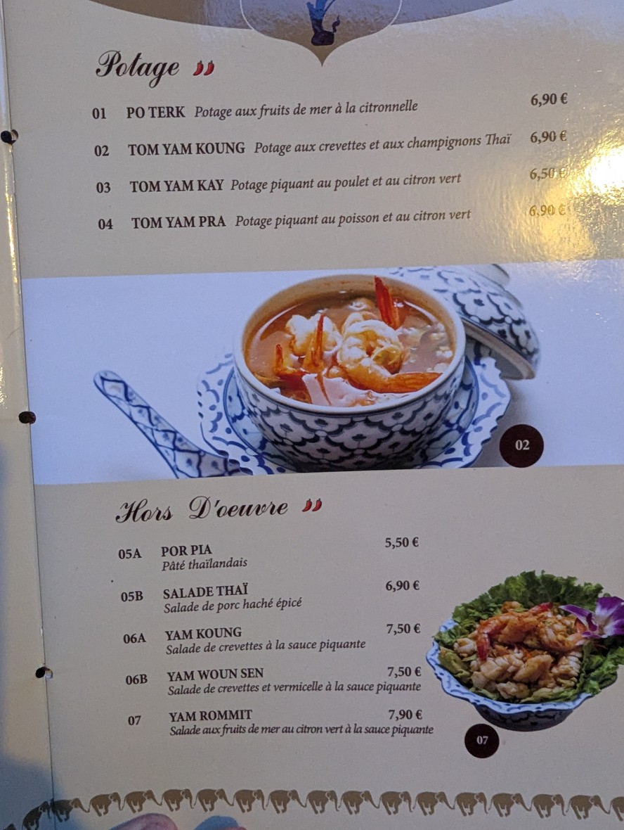 Jardin d'Asie menu 1