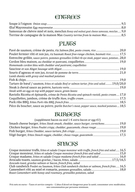 MURPHY'S HOUSE menu 2