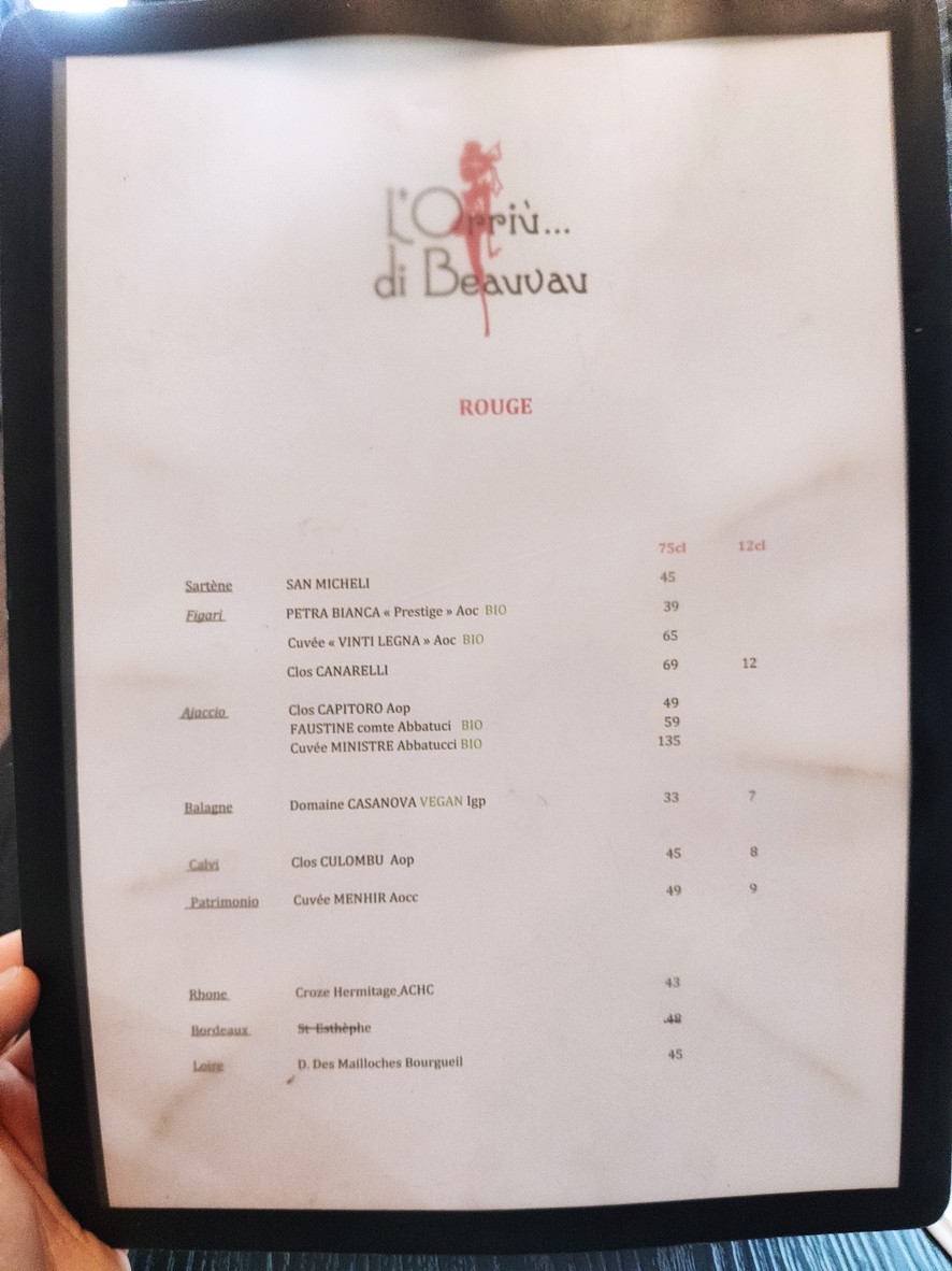 Beauvau Saint-Honoré menu 4
