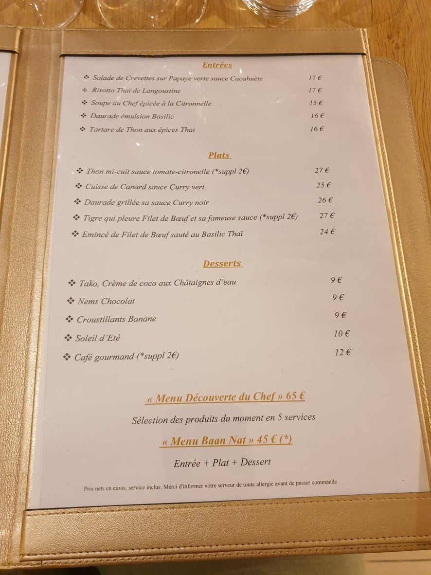 Baan Nat menu 1
