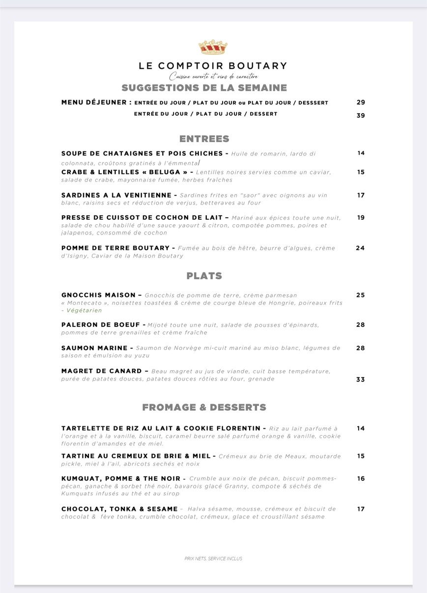 Le Comptoir Boutary menu 3