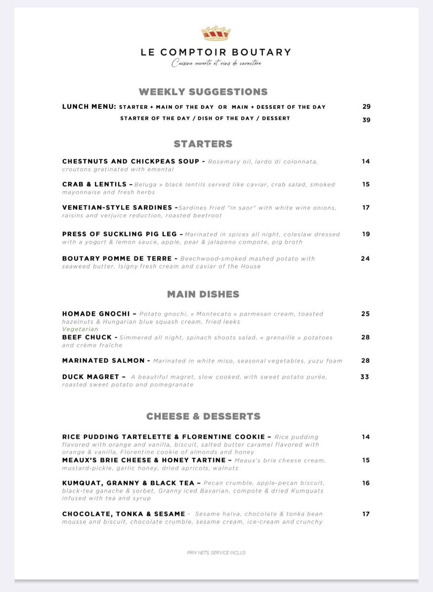 Le Comptoir Boutary menu 4