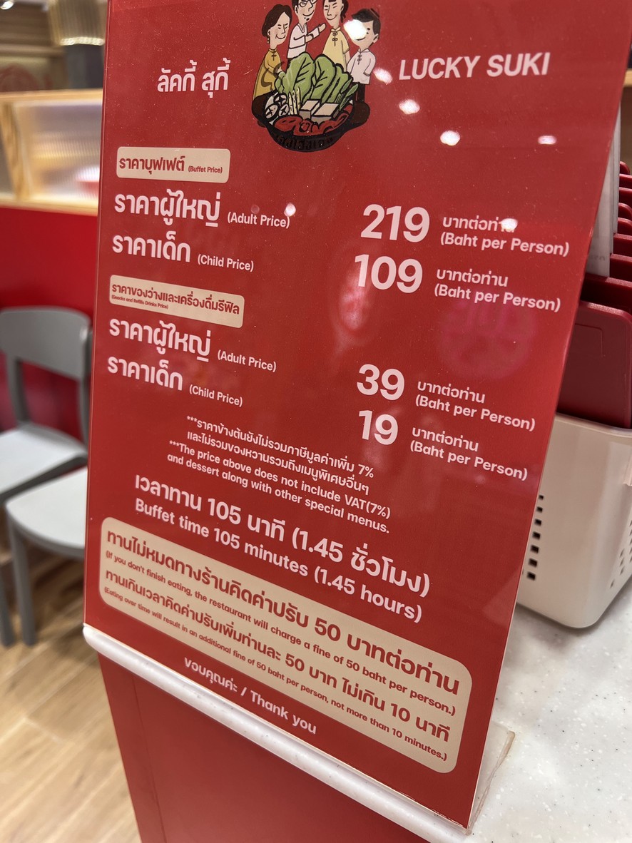 Lákì Sūkī Chájiā Around (PTT Pàtú Nà) menu 1