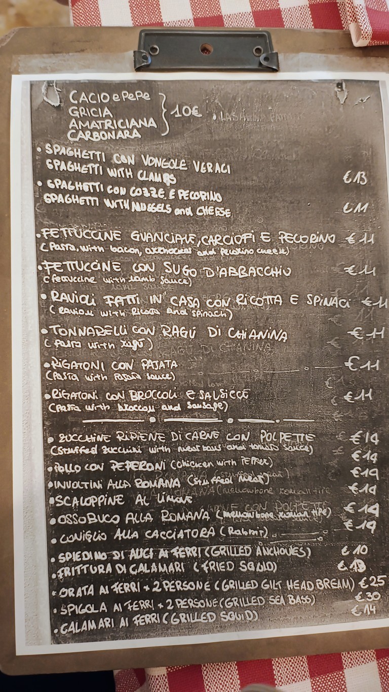 Trattoria da Paolo menu 1