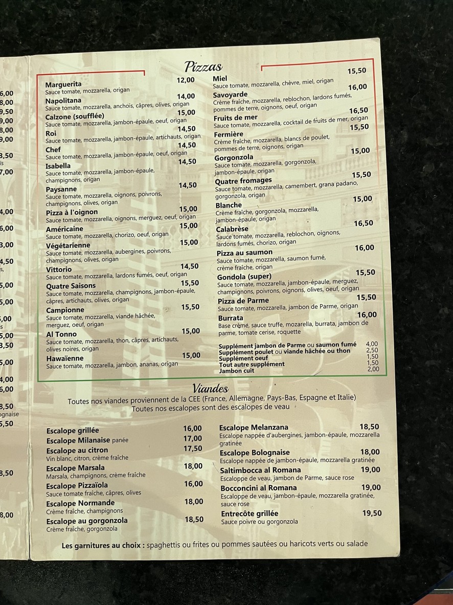 La Gondola menu 2