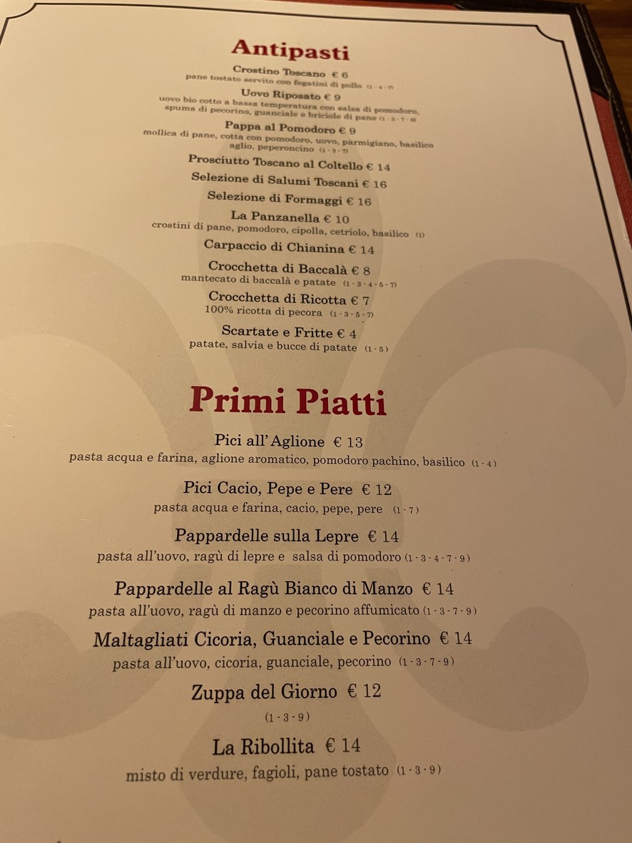 Al Chianti menu 1