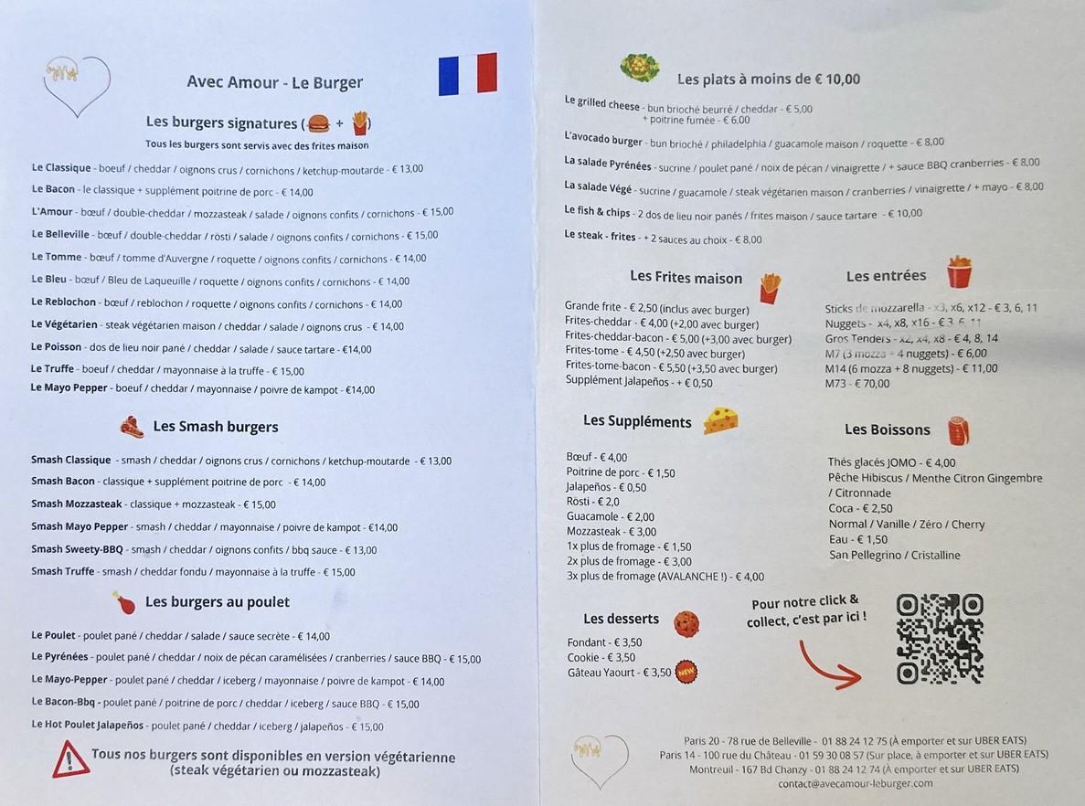 con amor - la hamburguesa Montparnasse menu 1