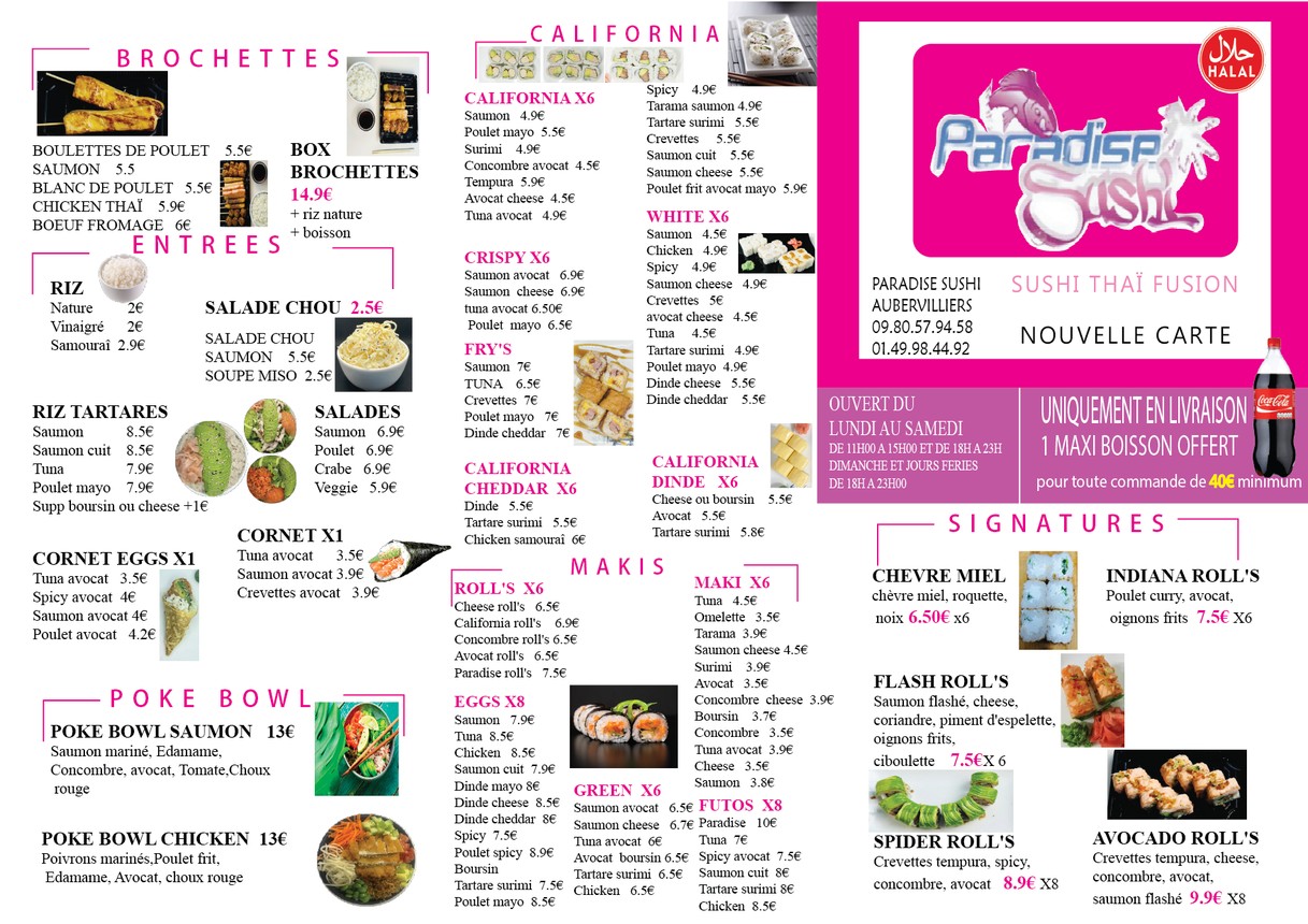 Paradise Sushi menu 1