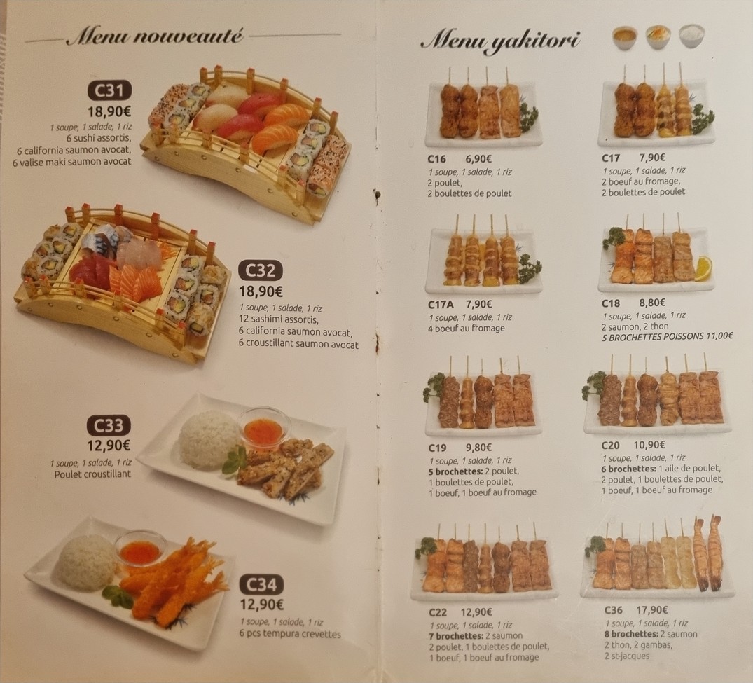 restaurant japonais Kawasaki menu 2
