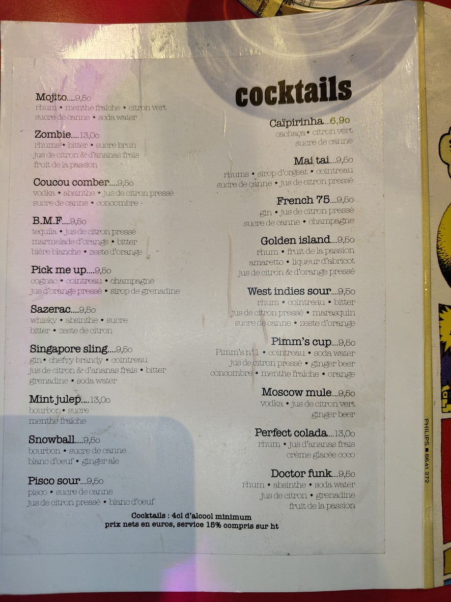 Le Tournesol menu 2
