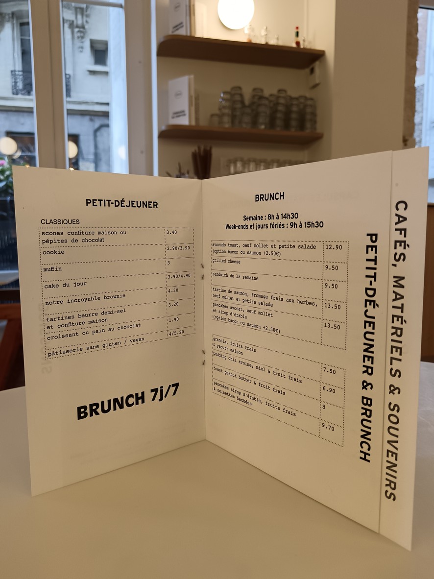 Café Dose Paris • Lamarck menu 1