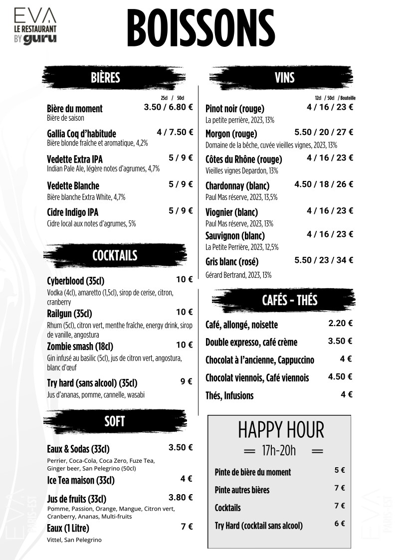 EVA Le Restaurant by Guru menu 2