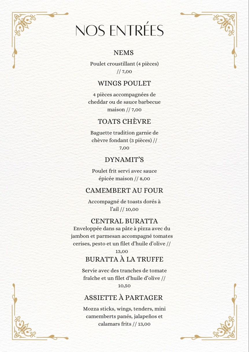 Central Coffee menu 1