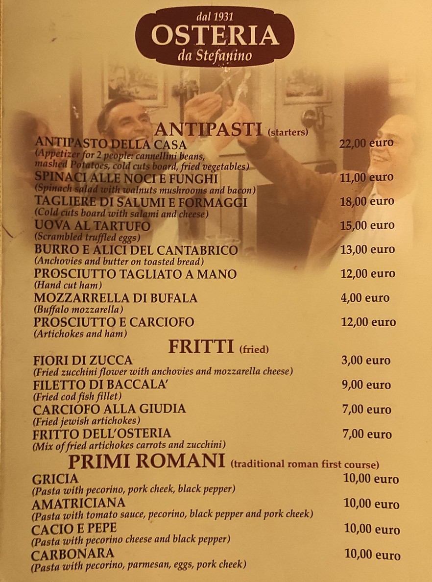 Osteria dal 1931 menu 1
