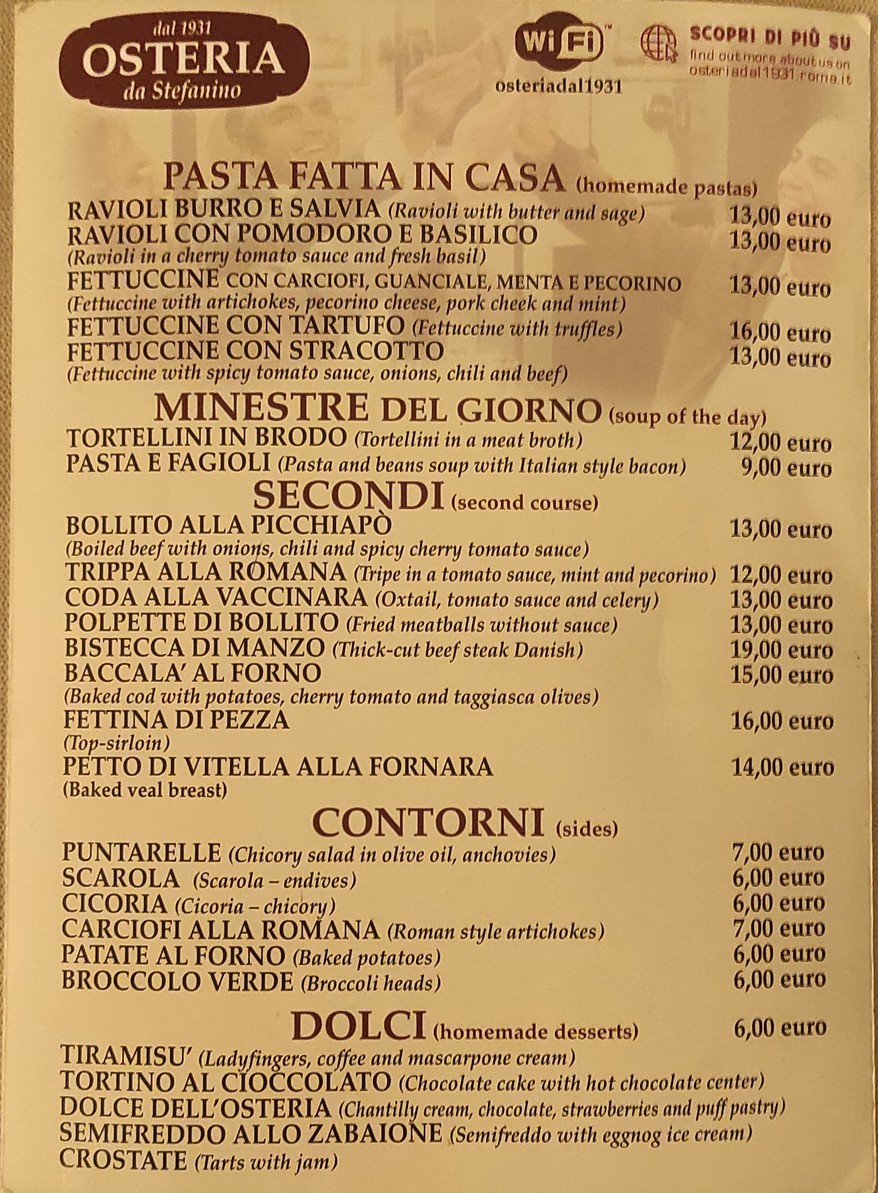 Osteria dal 1931 menu 2