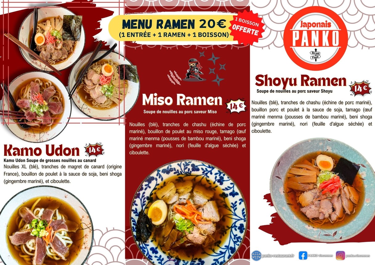 PANKO Vincennes - Restaurante de comida callejera japonesa menu 3