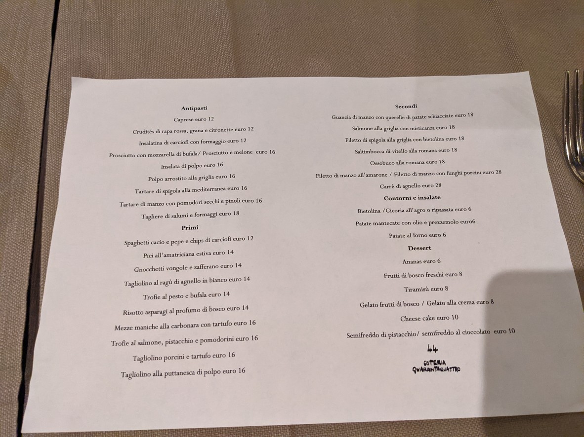 44 Osteria Quarantaquattro - Ristorante menu 1