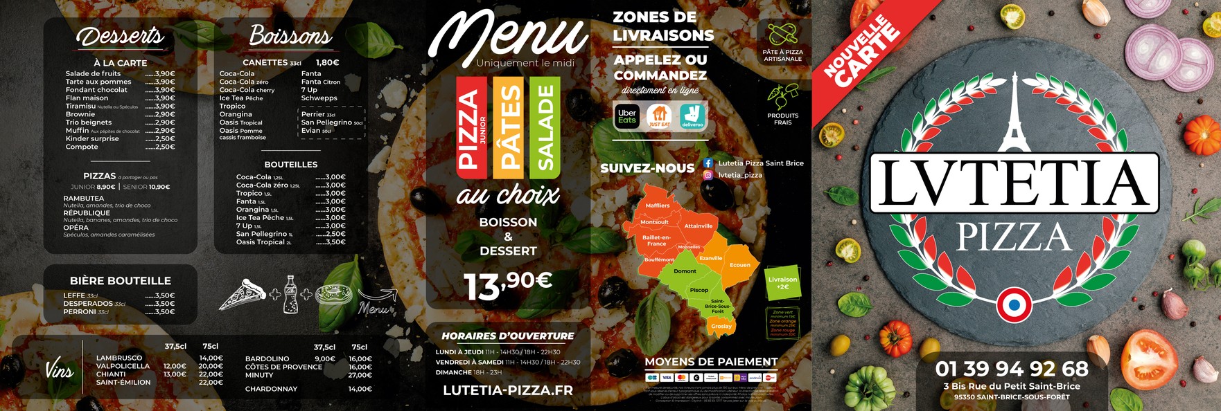 Lutetia pizza Saint-Brice menu 1