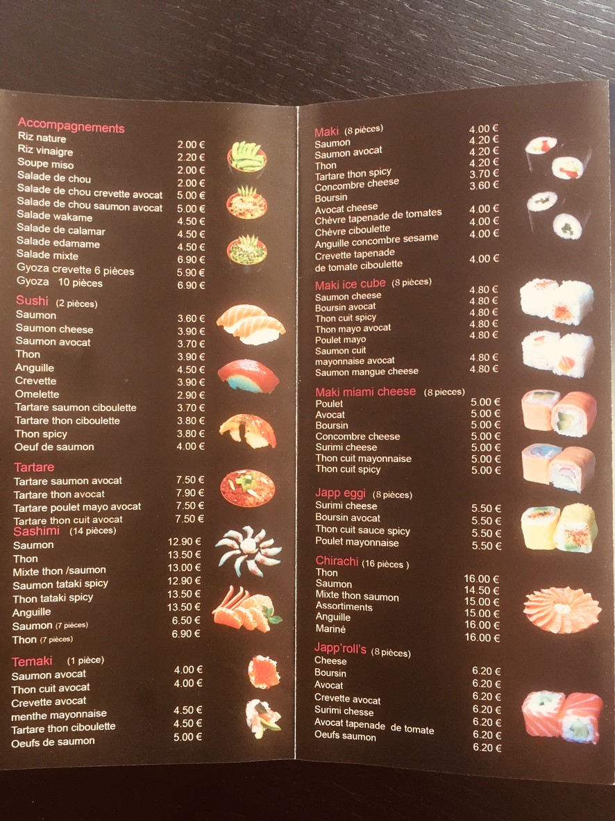 Sushi Thaï - Restaurant Sushi Vincennes menu 1