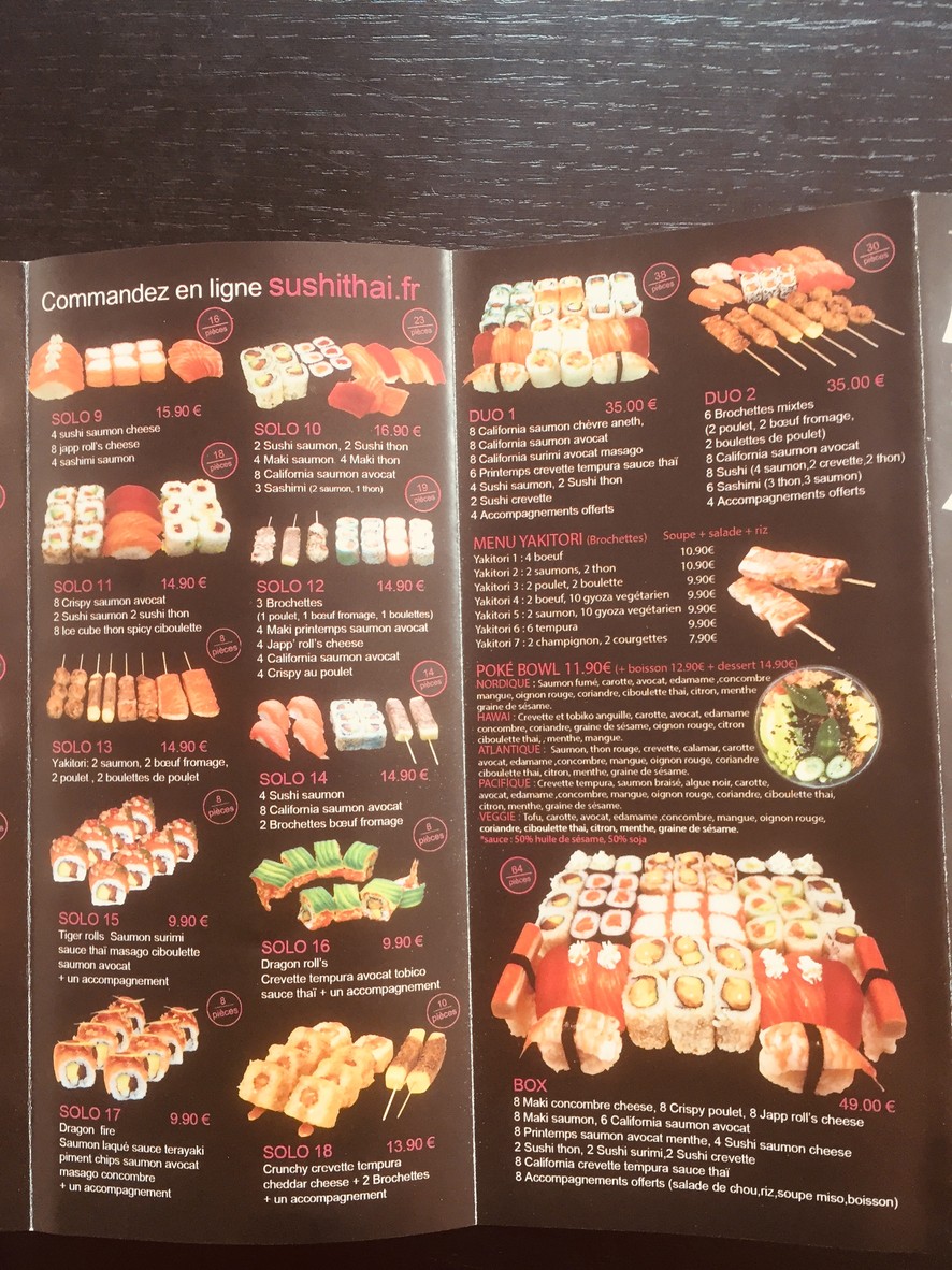 Sushi Thaï - Restaurant Sushi Vincennes menu 4