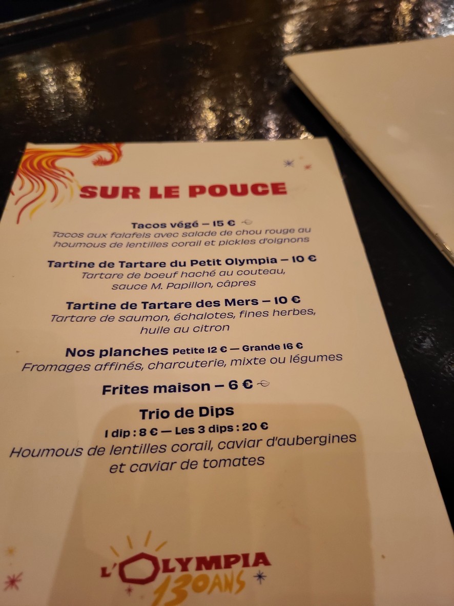Le Petit Olympia menu 1
