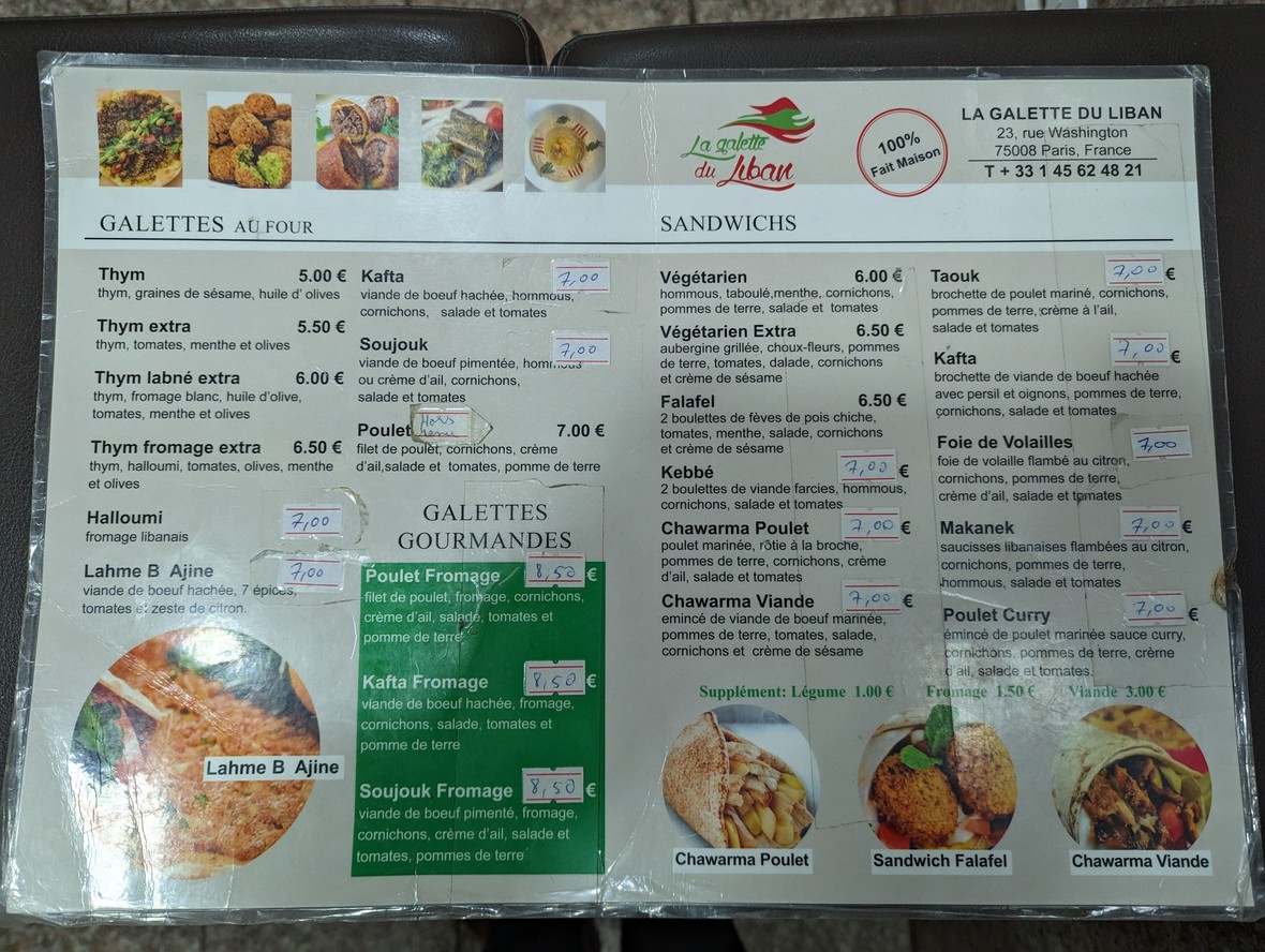 La Galette Du Liban menu 1